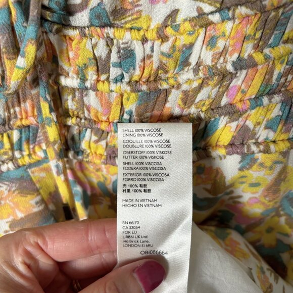 Free People Forget Me Not Yellow Mini Dress Size 0 Floral Boho - Picture 7 of 15